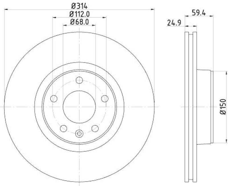 HELLA 8DD 355 111-121 Bremsscheibe f&uuml;r AUDI