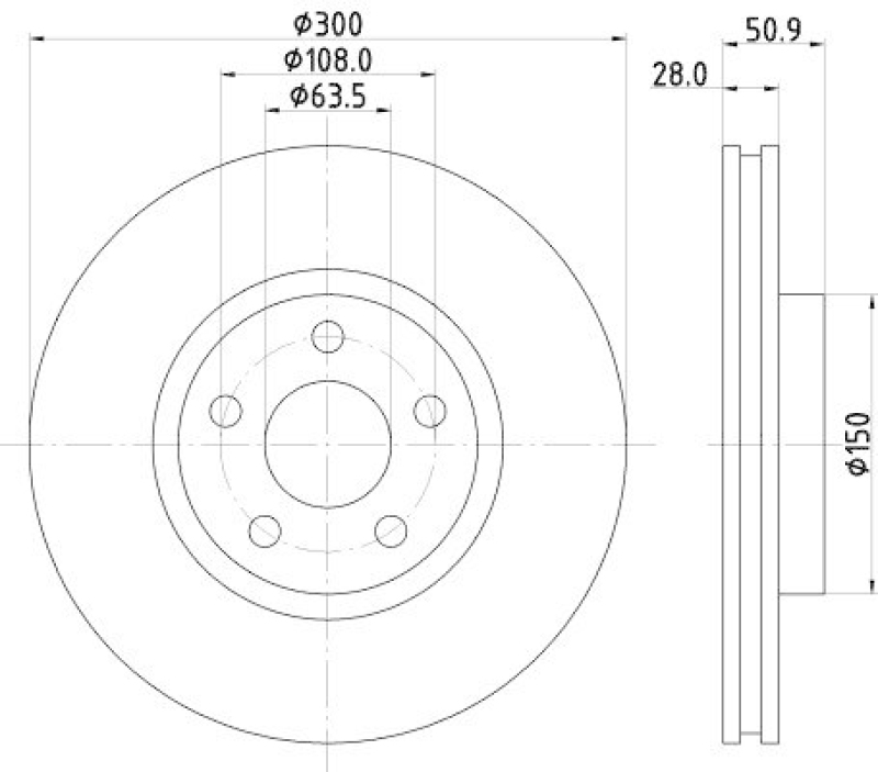 HELLA 8DD 355 125-511 Bremsscheibe f&uuml;r FORD
