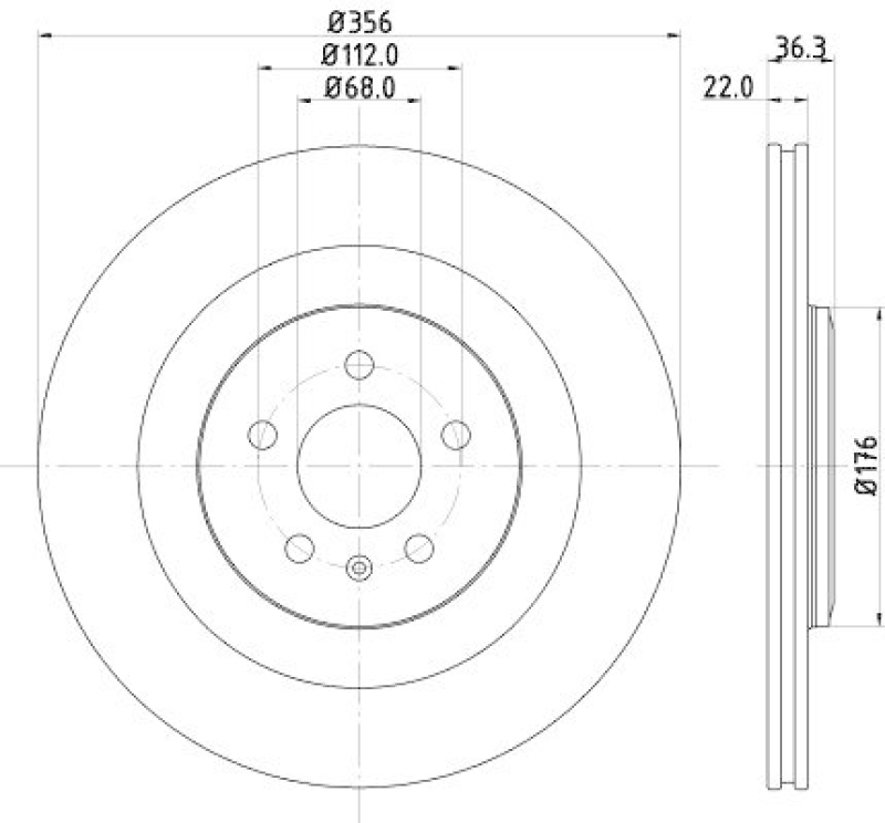 HELLA 8DD 355 125-551 Bremsscheibe f&uuml;r AUDI