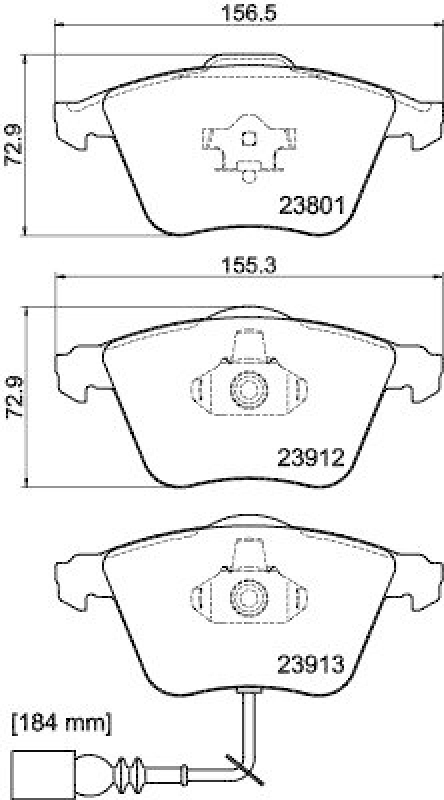 HELLA 8DB 355 010-351 Bremsbelagsatz, Scheibenbremsbelag f&uuml;r VW/AUDI/SEAT/SKODA