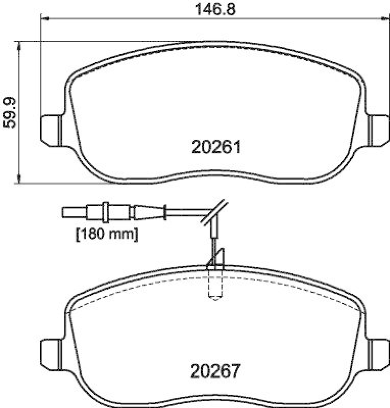 HELLA 8DB 355 010-501 Bremsbelagsatz, Scheibenbremsbelag für FIAT/P.S.A/LANCIA