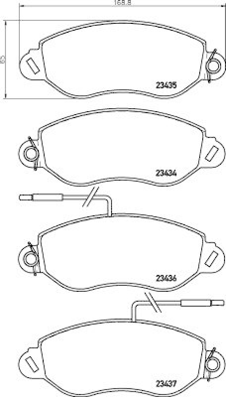 HELLA 8DB 355 010-531 Bremsbelagsatz, Scheibenbremsbelag für NISSAN