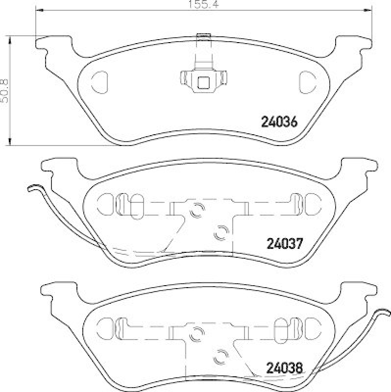 HELLA 8DB 355 011-061 Bremsbelagsatz, Scheibenbremsbelag f&uuml;r CHRYSLER