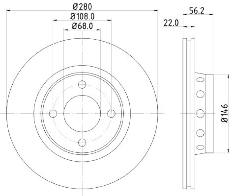 HELLA 8DD 355 127-131 Bremsscheibe f&uuml;r AUDI