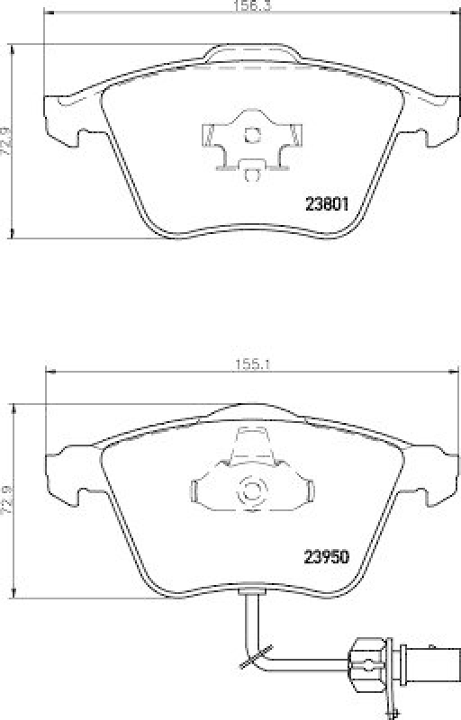 HELLA 8DB 355 011-711 Bremsbelagsatz, Scheibenbremsbelag f&uuml;r AUDI