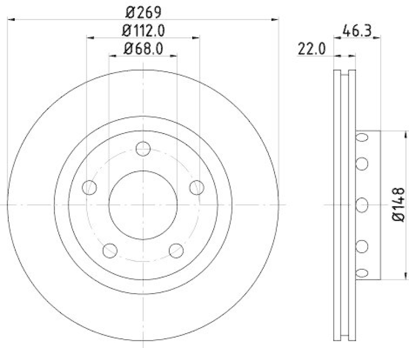 HELLA 8DD 355 127-431 Bremsscheibe f&uuml;r AUDI