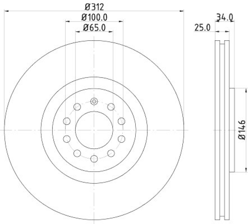HELLA 8DD 355 127-441 Bremsscheibe f&uuml;r AUDI/VW/SEAT/SKODA