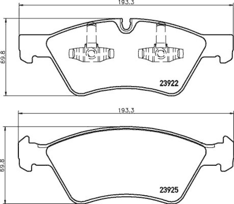 HELLA 8DB 355 012-011 Bremsbelagsatz, Scheibenbremsbelag f&uuml;r MB