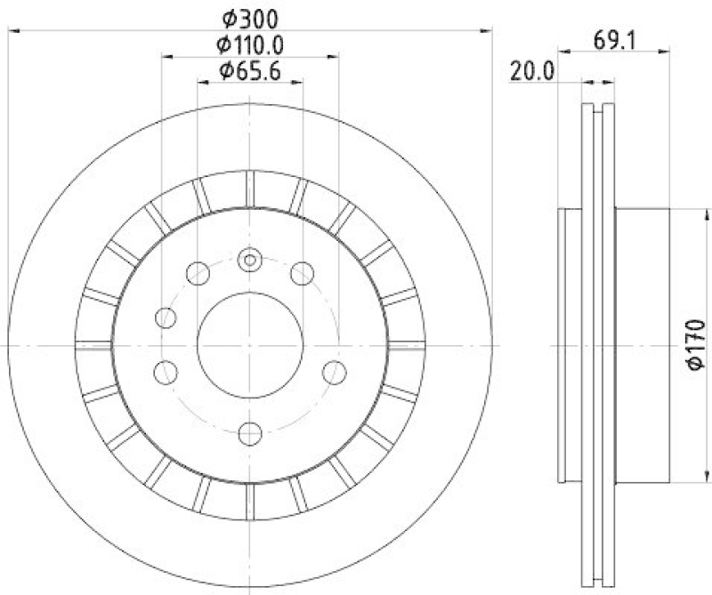 HELLA 8DD 355 114-381 Bremsscheibe f&uuml;r SAAB