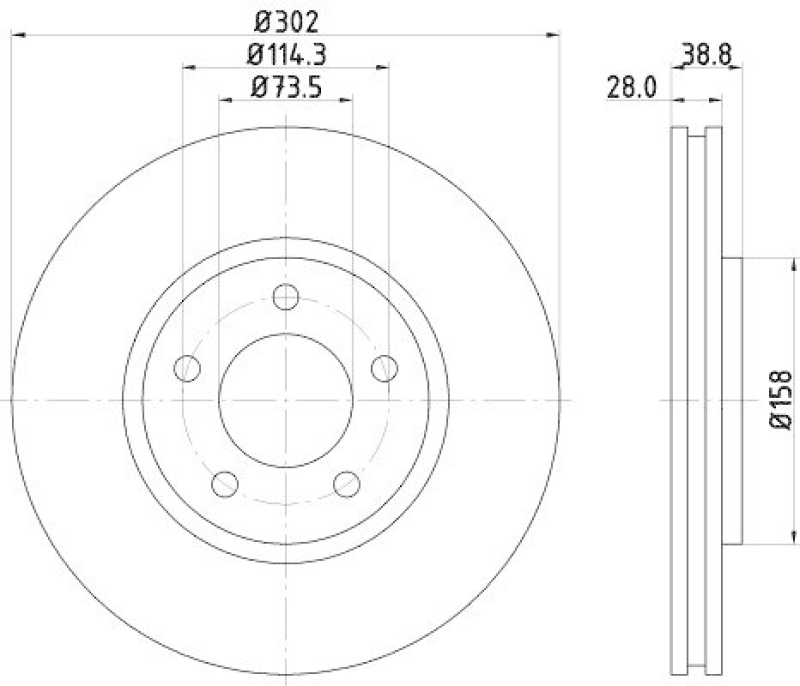 HELLA 8DD 355 127-671 Bremsscheibe f&uuml;r CHRYSLER
