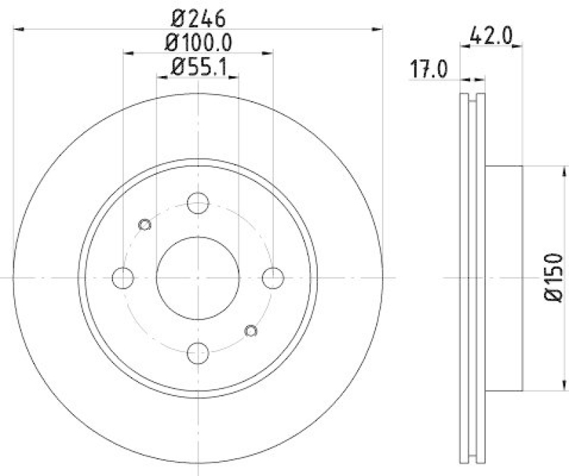 HELLA 8DD 355 114-421 Bremsscheibe f&uuml;r DAIHATSU