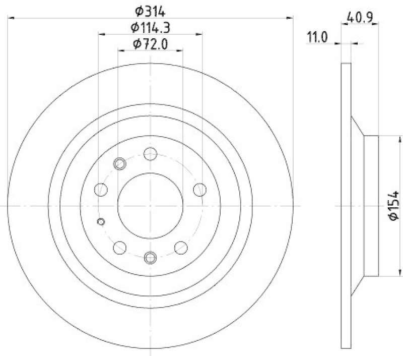 HELLA 8DD 355 114-501 Bremsscheibe für MAZDA