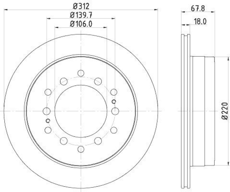 HELLA 8DD 355 114-861 Bremsscheibe f&uuml;r TOYOTA