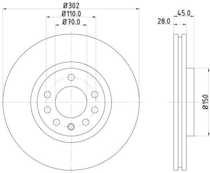 HELLA 8DD 355 127-831 Bremsscheibe f&uuml;r OPEL/SAAB/CADILLAC