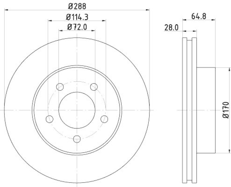 HELLA 8DD 355 127-901 Bremsscheibe f&uuml;r JEEP CHEROKEE (KJ)
