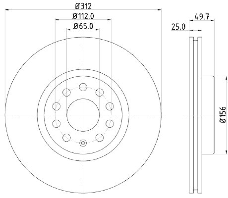 HELLA 8DD 355 127-971 Bremsscheibe f&uuml;r VW/SKODA/AUDI/SEAT