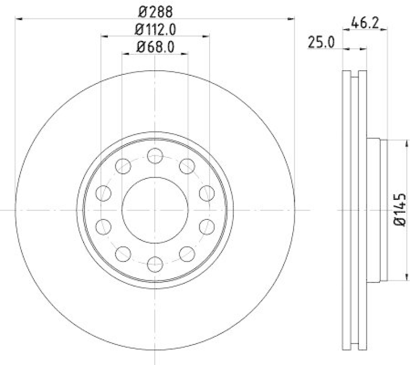 HELLA 8DD 355 128-011 Bremsscheibe f&uuml;r VW/SKODA
