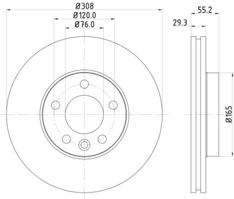 HELLA 8DD 355 128-021 Bremsscheibe f&uuml;r VW