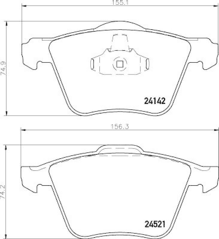 HELLA 8DB 355 013-001 Bremsbelagsatz, Scheibenbremsbelag für VOLVO/FORD
