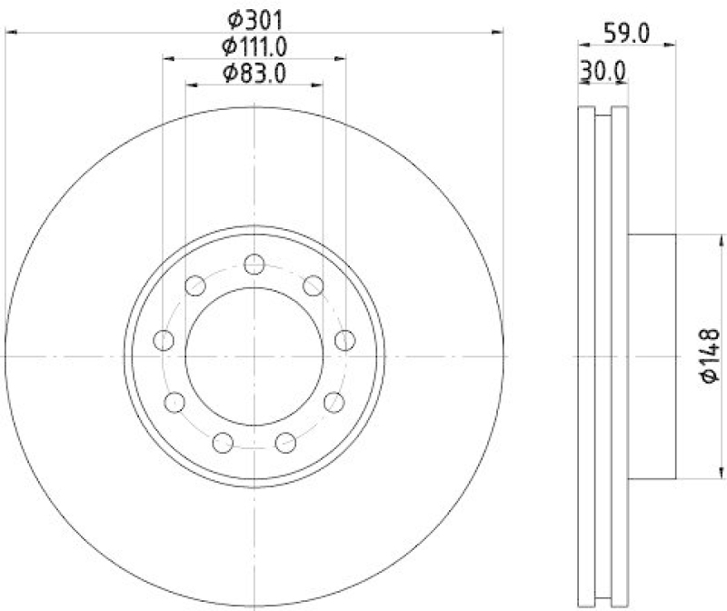 HELLA 8DD 355 115-531 Bremsscheibe f&uuml;r IVECO