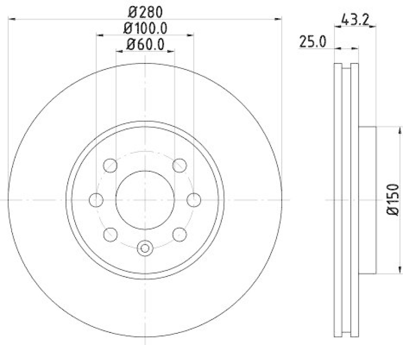 HELLA 8DD 355 128-211 Bremsscheibe f&uuml;r OPEL