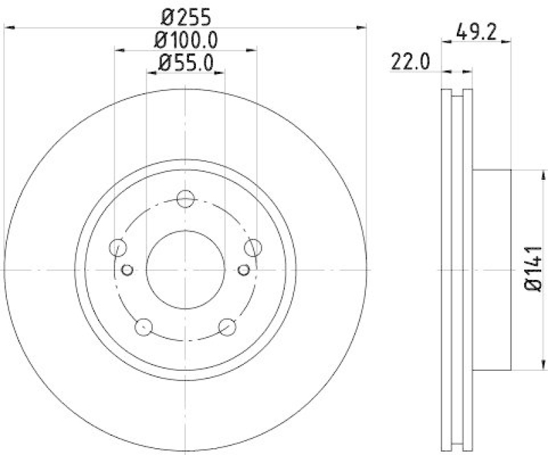 HELLA 8DD 355 115-691 Bremsscheibe f&uuml;r TOYOTA PRIUS (NHW20)