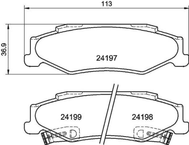 HELLA 8DB 355 013-191 Bremsbelagsatz, Scheibenbremsbelag für CHEVROLET/CADILLAC