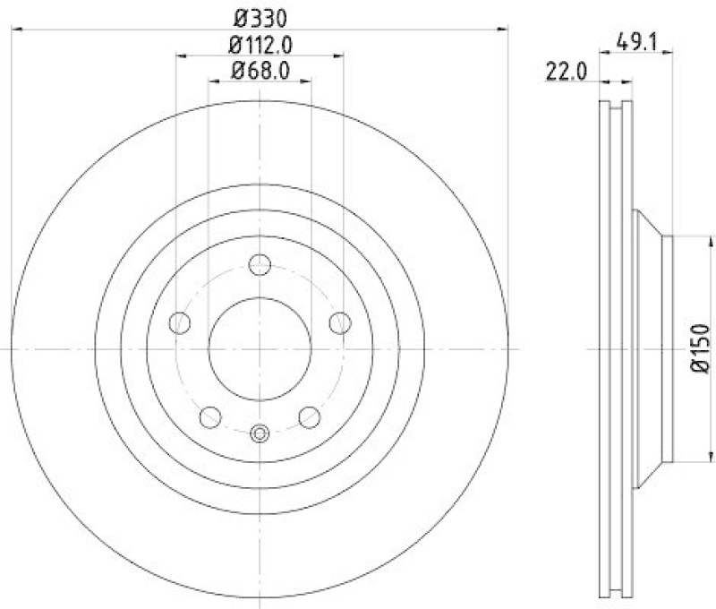 HELLA 8DD 355 128-321 Bremsscheibe f&uuml;r AUDI