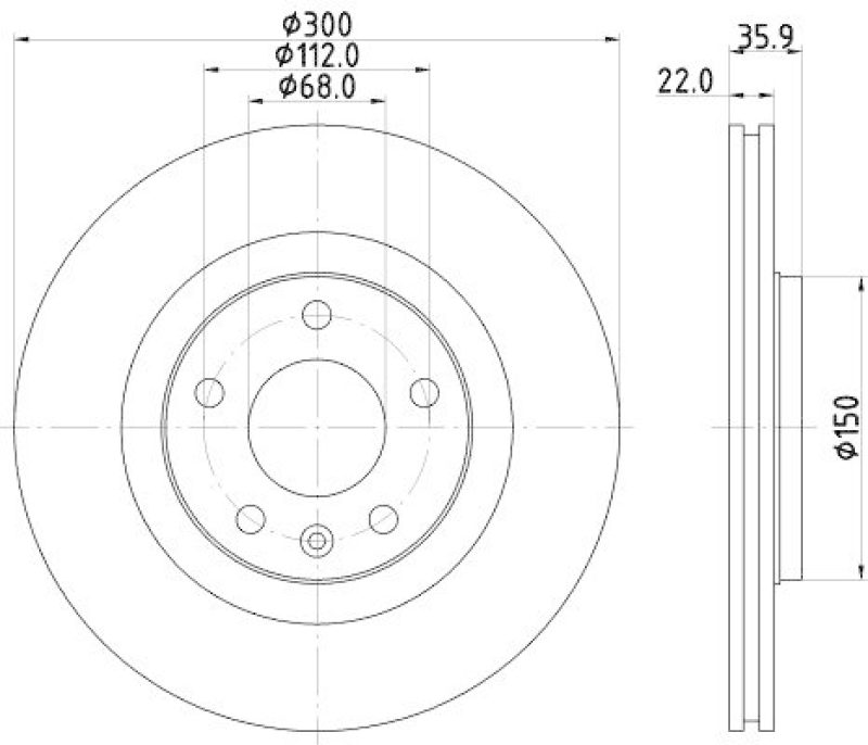 HELLA 8DD 355 128-391 Bremsscheibe f&uuml;r AUDI