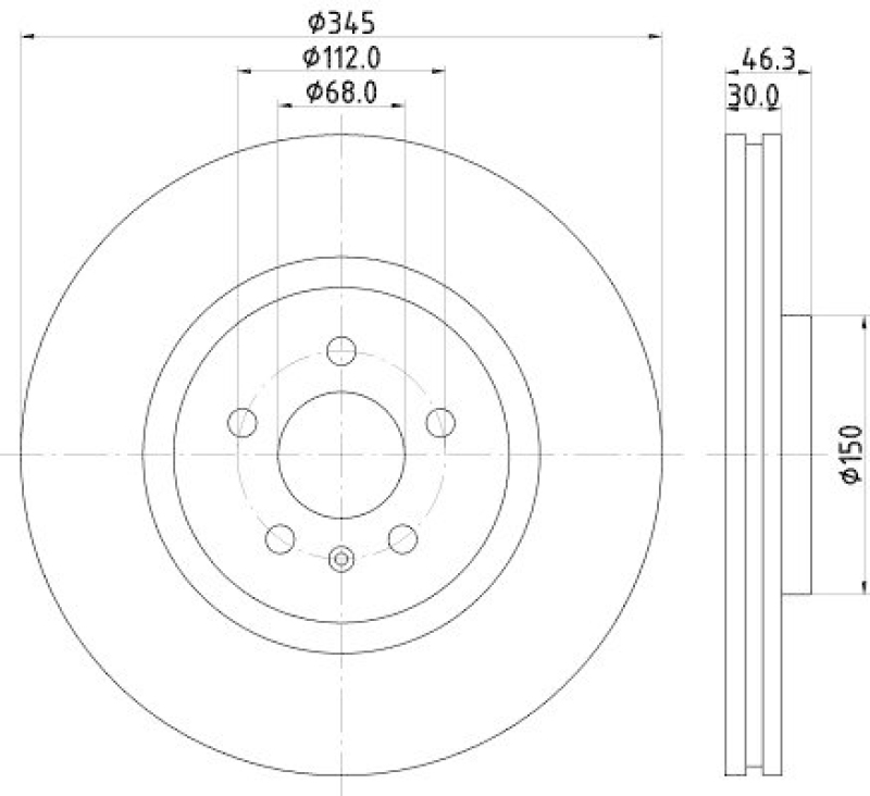 HELLA 8DD 355 128-501 Bremsscheibe f&uuml;r AUDI