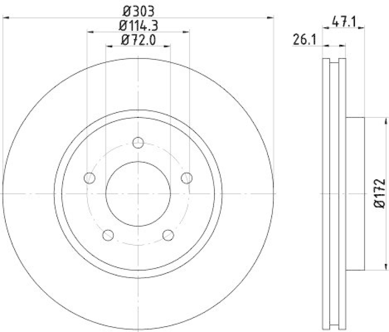 HELLA 8DD 355 116-261 Bremsscheibe f&uuml;r MAZDA/FORD