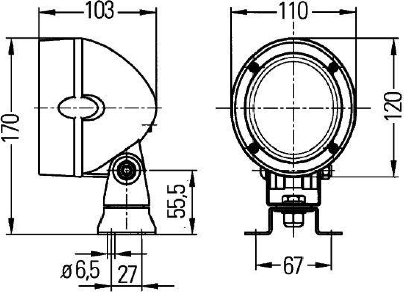 HELLA 1GM 996 134-321 Arbeitsscheinwerfer, H3 für JOHN DEERE