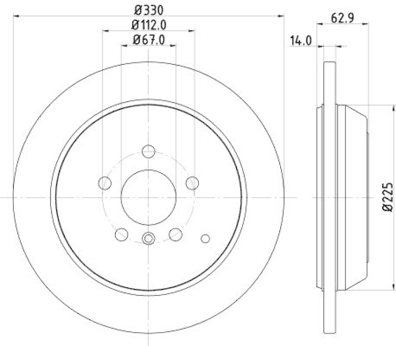 HELLA 8DD 355 128-601 Bremsscheibe f&uuml;r MB