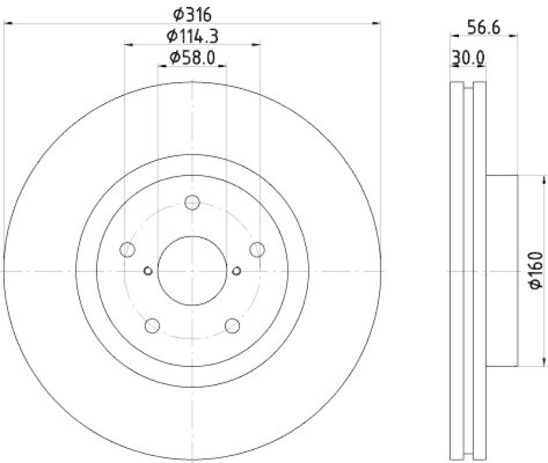 HELLA 8DD 355 116-361 Bremsscheibe f&uuml;r SUBARU