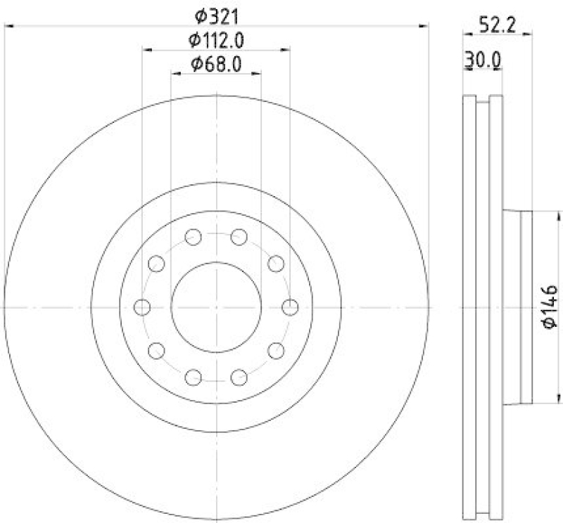 HELLA 8DD 355 128-661 Bremsscheibe f&uuml;r AUDI