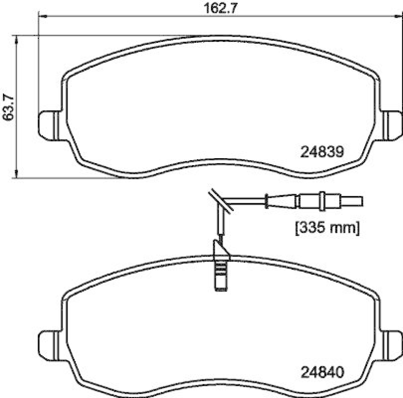 HELLA 8DB 355 013-871 Bremsbelagsatz, Scheibenbremsbelag f&uuml;r P.S.A/FIAT/LANCIA