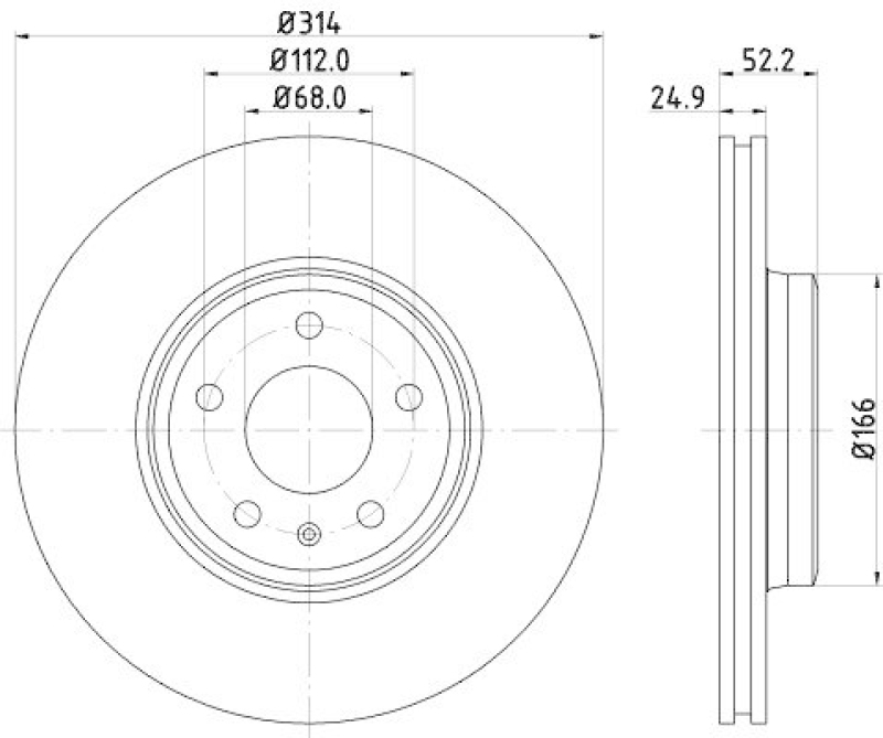 HELLA 8DD 355 128-711 Bremsscheibe f&uuml;r AUDI