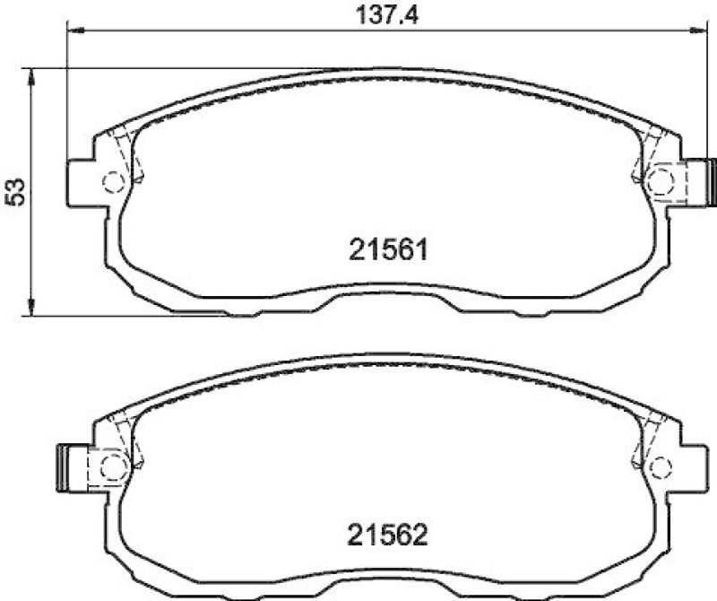 HELLA 8DB 355 013-991 Bremsbelagsatz, Scheibenbremsbelag für NISSAN