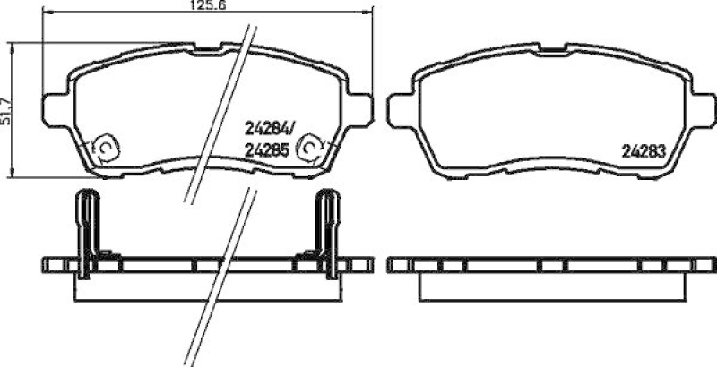 HELLA 8DB 355 014-001 Bremsbelagsatz, Scheibenbremsbelag f&uuml;r MAZDA/DAIHATSU/SUZUKI