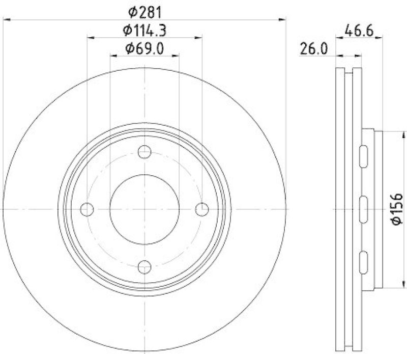 HELLA 8DD 355 116-531 Bremsscheibe f&uuml;r MITSU./SMART