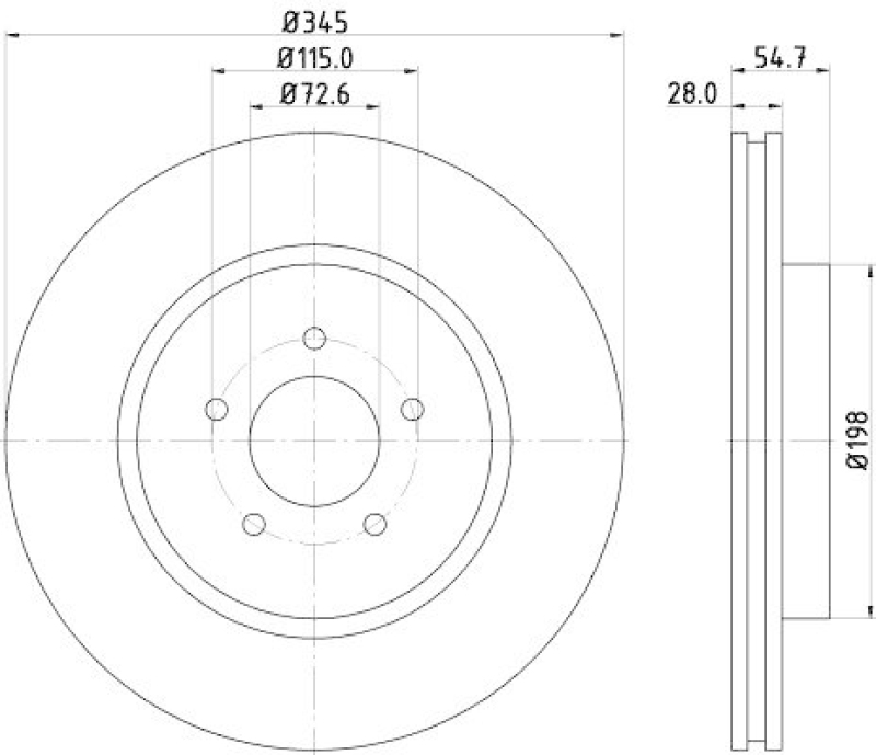 HELLA 8DD 355 128-961 Bremsscheibe f&uuml;r CHRYSLER/LANCIA