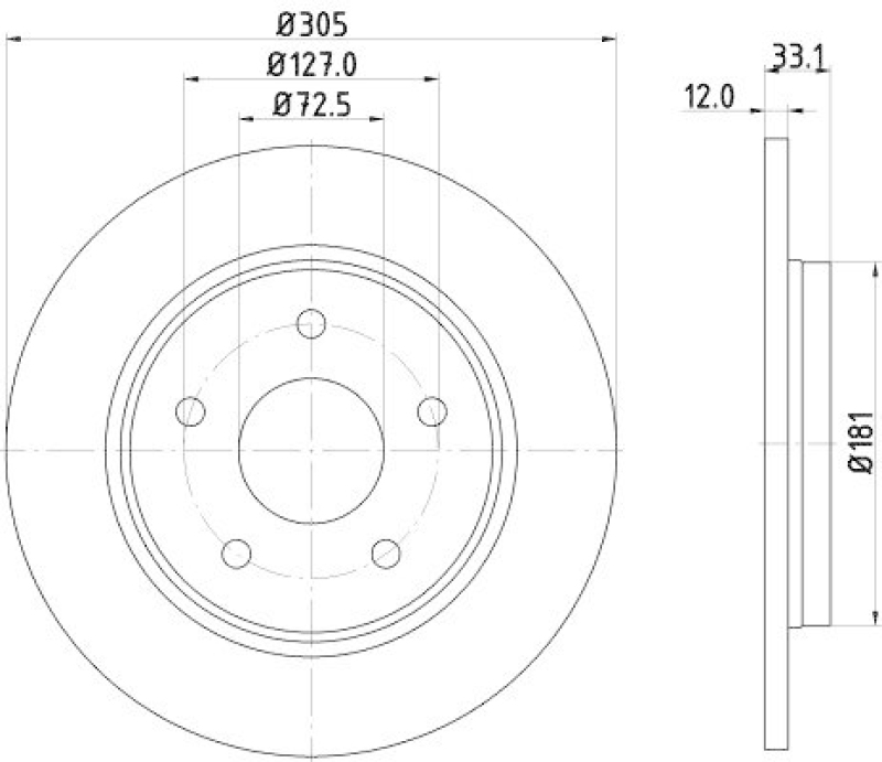 HELLA 8DD 355 129-001 Bremsscheibe f&uuml;r FIAT/DODGE/CHRYSLER
