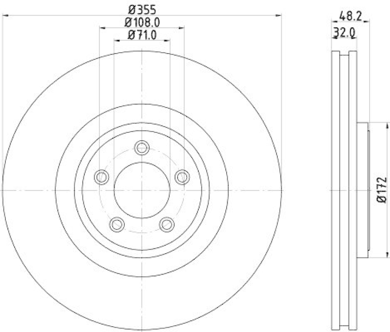 HELLA 8DD 355 129-071 Bremsscheibe f&uuml;r JAGUAR