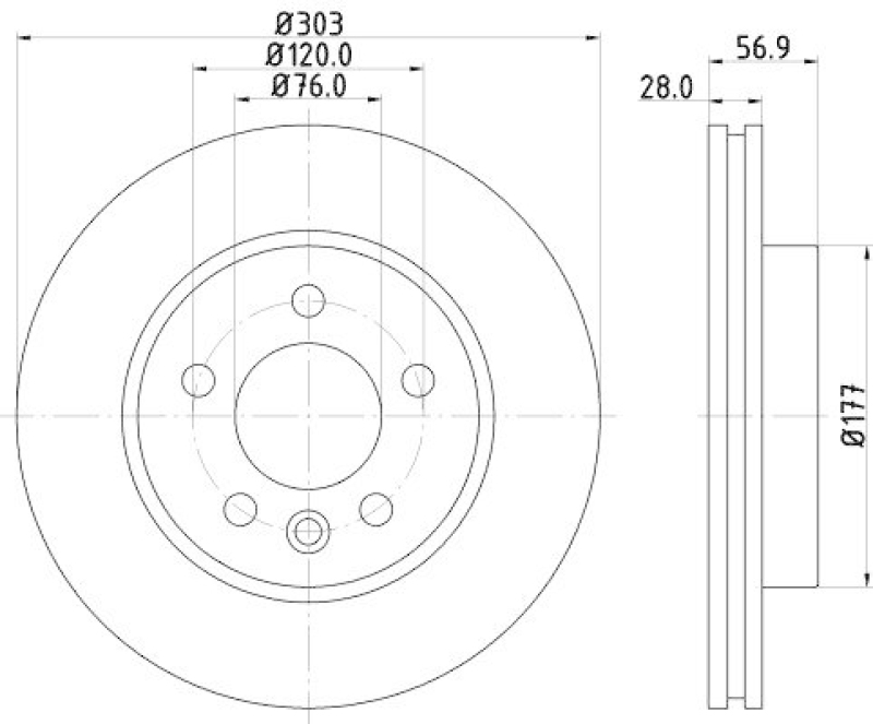 HELLA 8DD 355 117-151 Bremsscheibe für VW