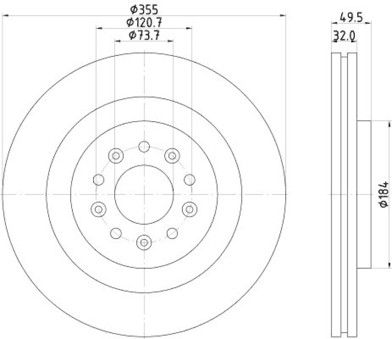 HELLA 8DD 355 129-271 Bremsscheibe f&uuml;r JAGUAR/DAIMLER