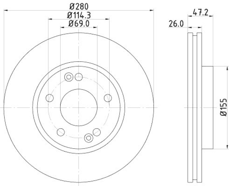 HELLA 8DD 355 129-431 Bremsscheibe f&uuml;r HYUNDAI/KIA