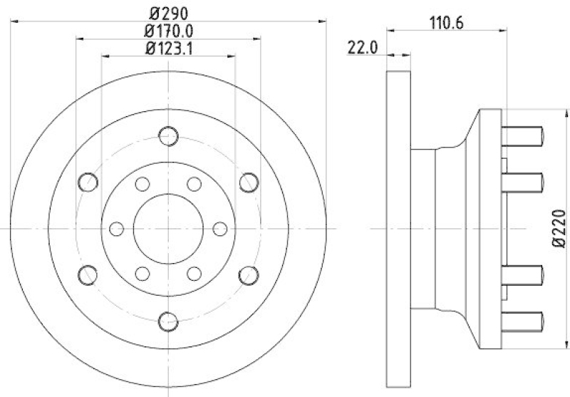 HELLA 8DD 355 117-501 Bremsscheibe f&uuml;r IVECO