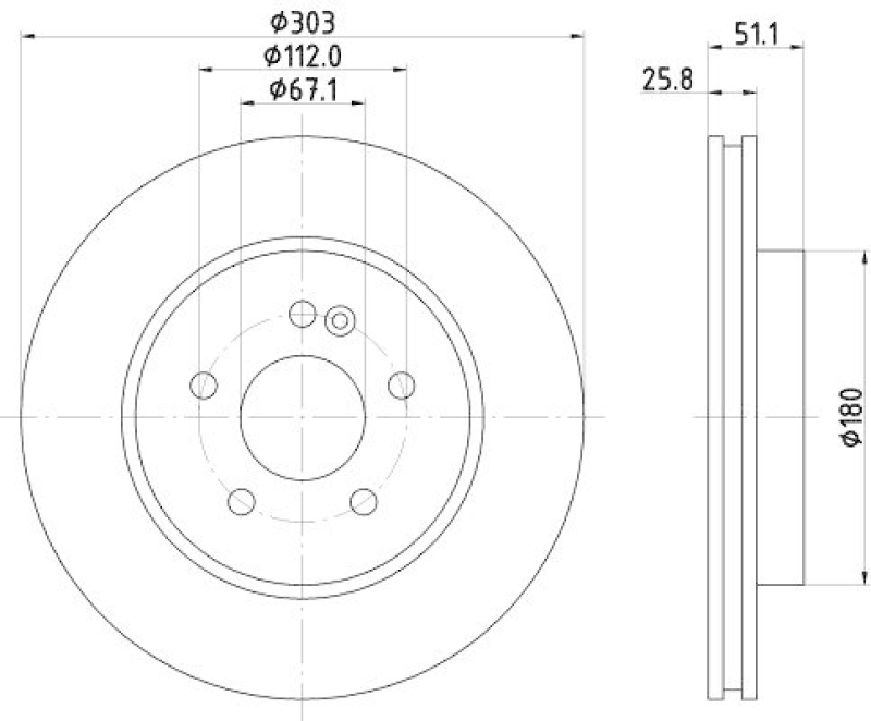 HELLA 8DD 355 129-751 Bremsscheibe f&uuml;r MB M-CLASS (W163)