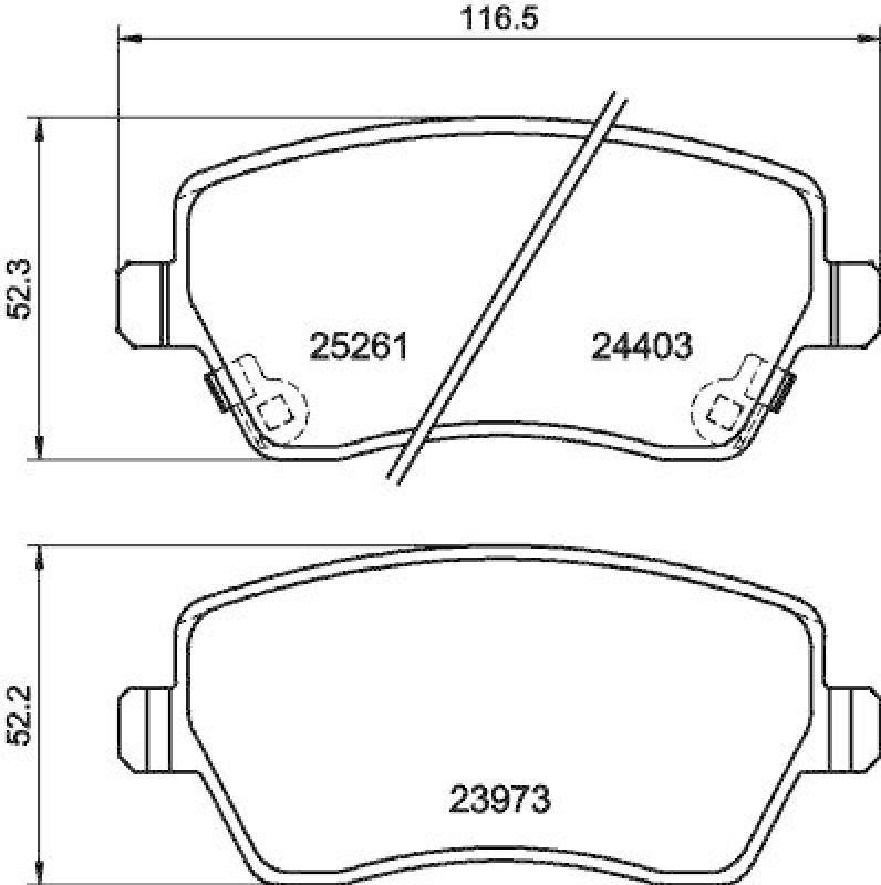HELLA 8DB 355 015-981 Bremsbelagsatz, Scheibenbremsbelag für NISSAN