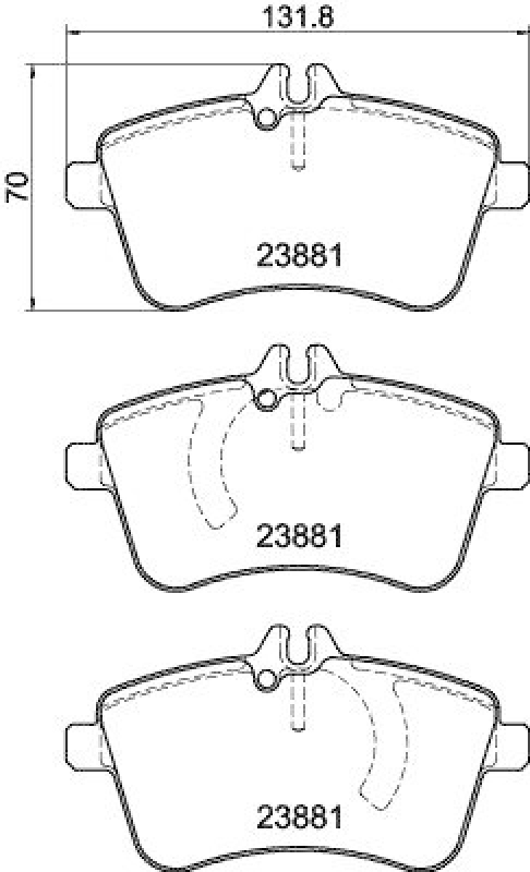 HELLA 8DB 355 010-331 Bremsbelagsatz, Scheibenbremsbelag für MB